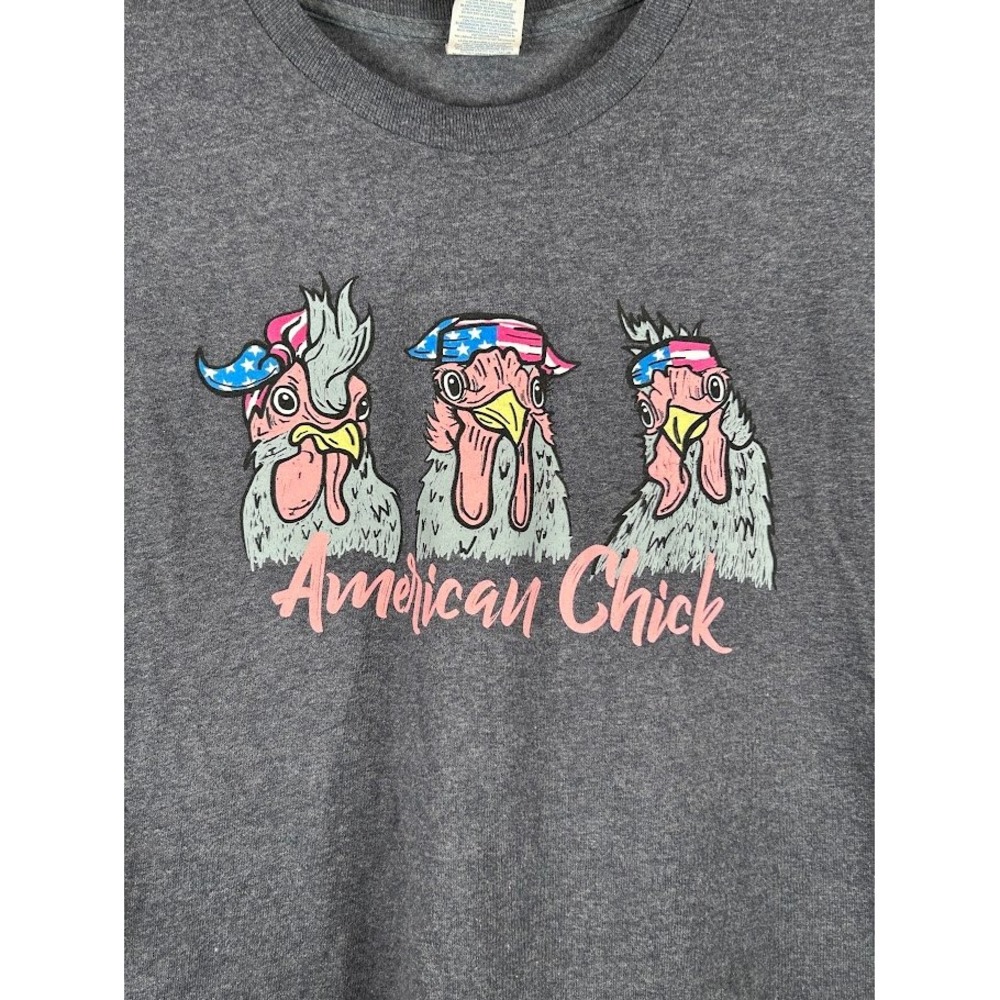 Delta Pro Weight American Chick Graphic T Shirt Charcoal Gray 2XL